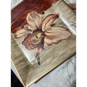 Cheri Bloom Floral Art 10 Inch Square Heavy Decorative Trinket Dish, Plate